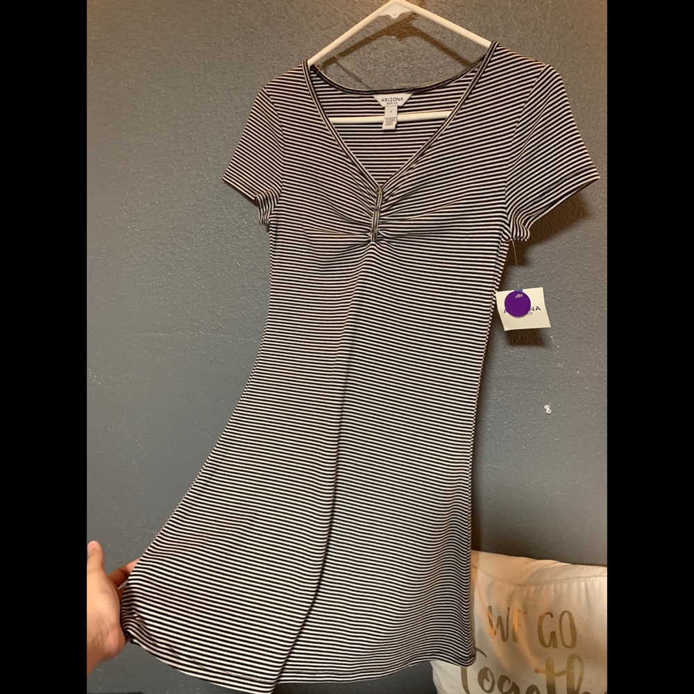 striped black and white dress